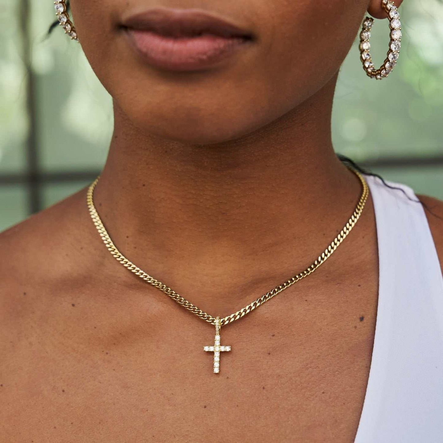 Pendentif 8Shine — Croix Micro à Diamants en Or Jaune