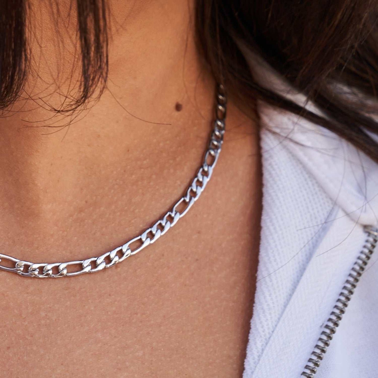 Collier 8Shine — Chaîne Figaro en Or Blanc 4mm