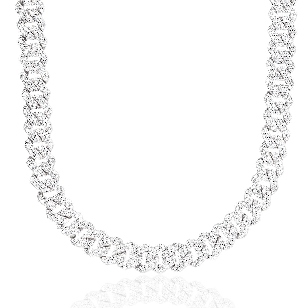 Chaîne 8Shine Diamond Prong Link Or blanc – 12 mm