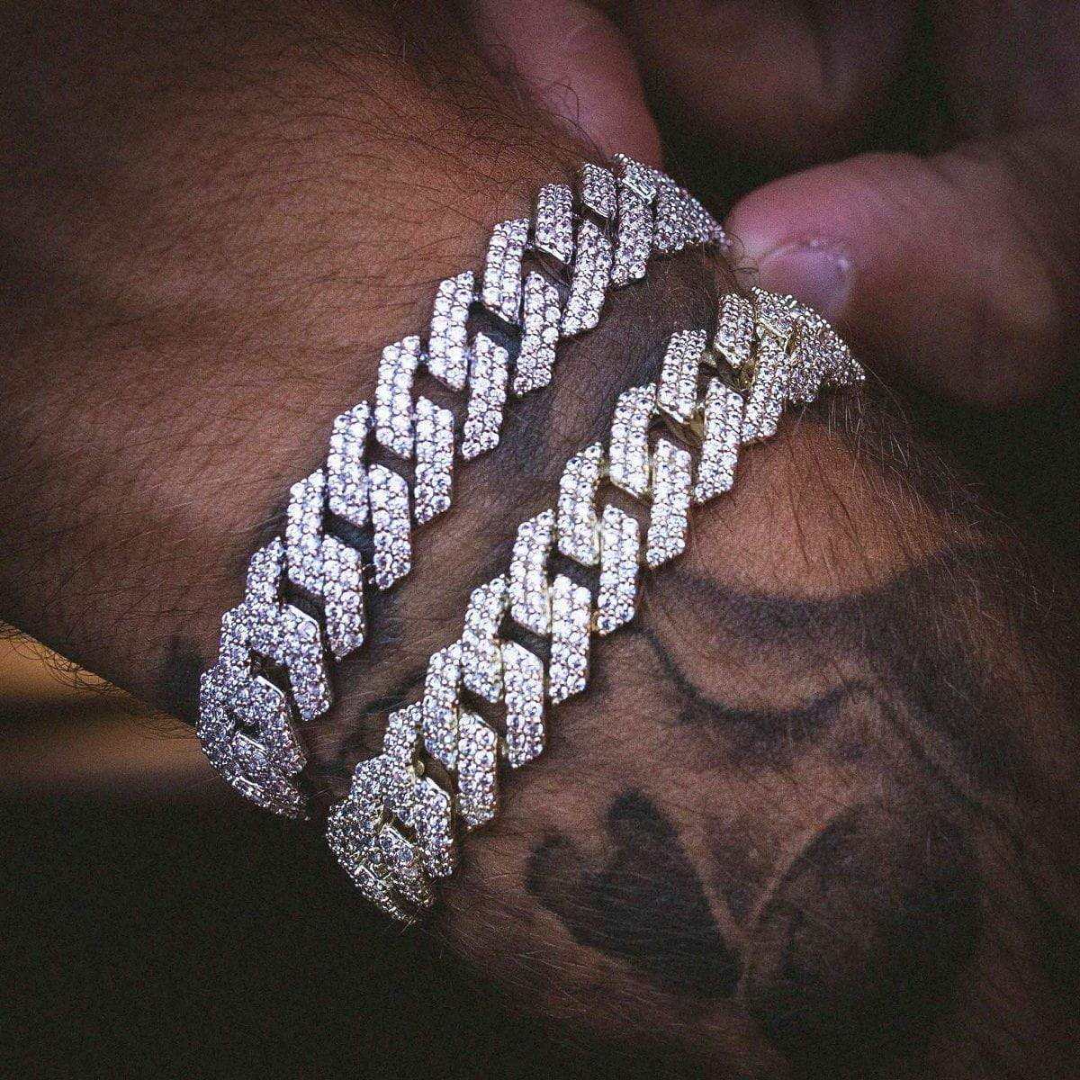 Bracelet Diamond Prong Link 8Shine Or Blanc - 12mm