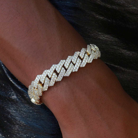 Bracelet 8Shine — Prong Link à Diamants en Or Jaune 12mm