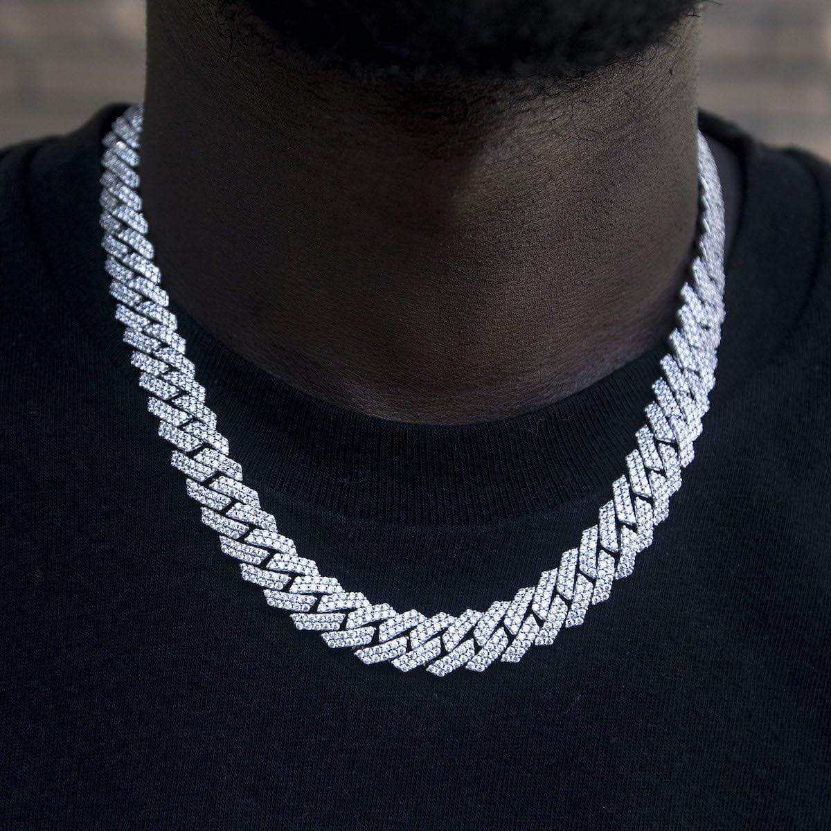 Chaîne 8Shine Diamond Prong Link Or blanc – 12 mm