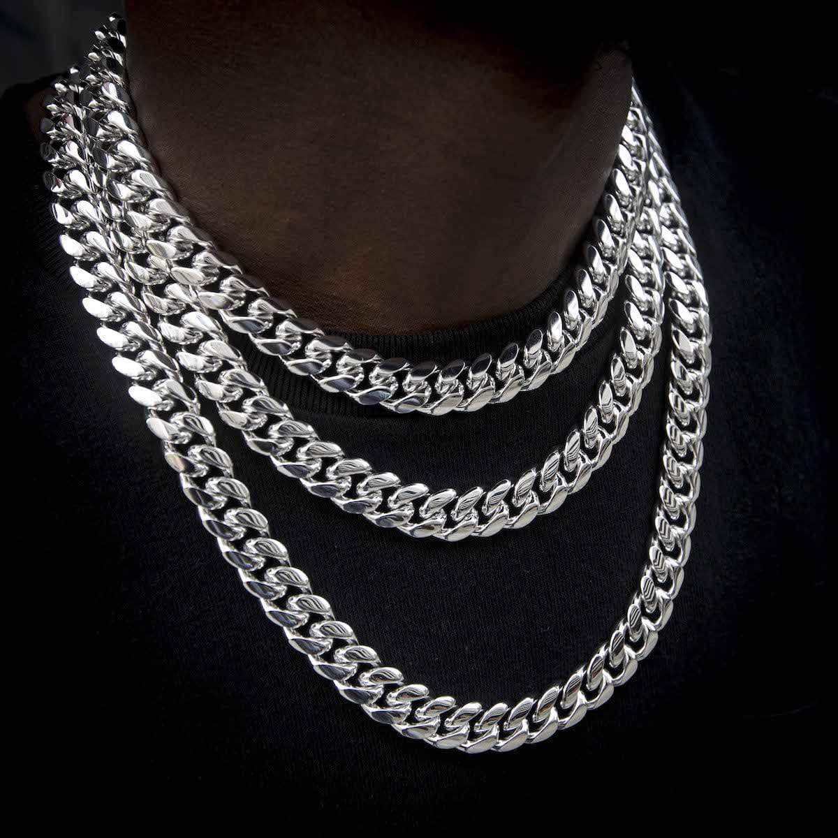 Chaîne 8Shine Cuban Signature en Or blanc – 12 mm