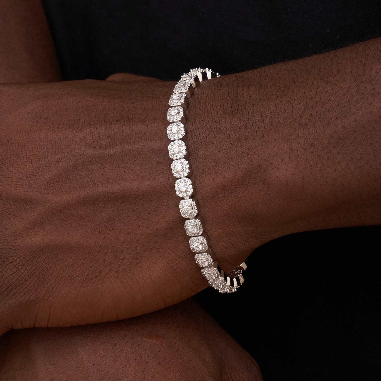 Bracelet Micro Clustered Tennis 8Shine Or Blanc