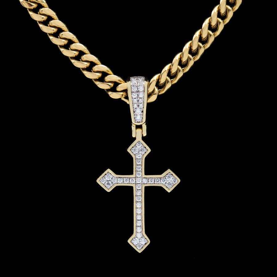 Pendentif Croix Celtique Givrée en Or Jaune 8Shine