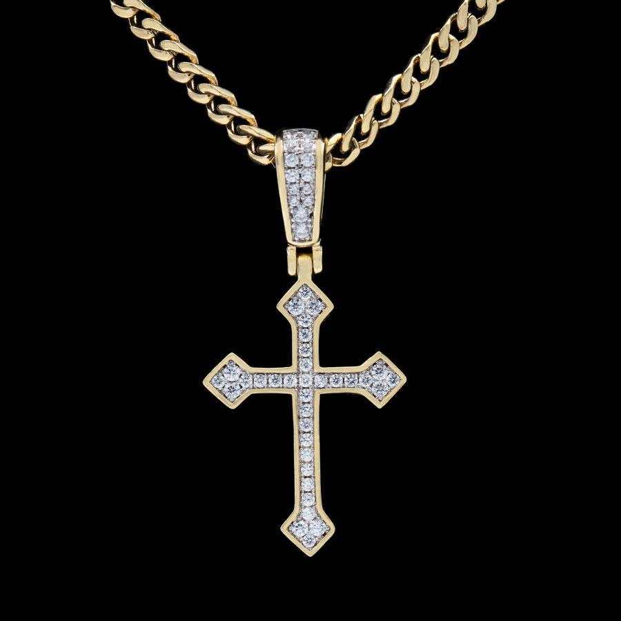 Pendentif Croix Celtique Givrée en Or Jaune 8Shine