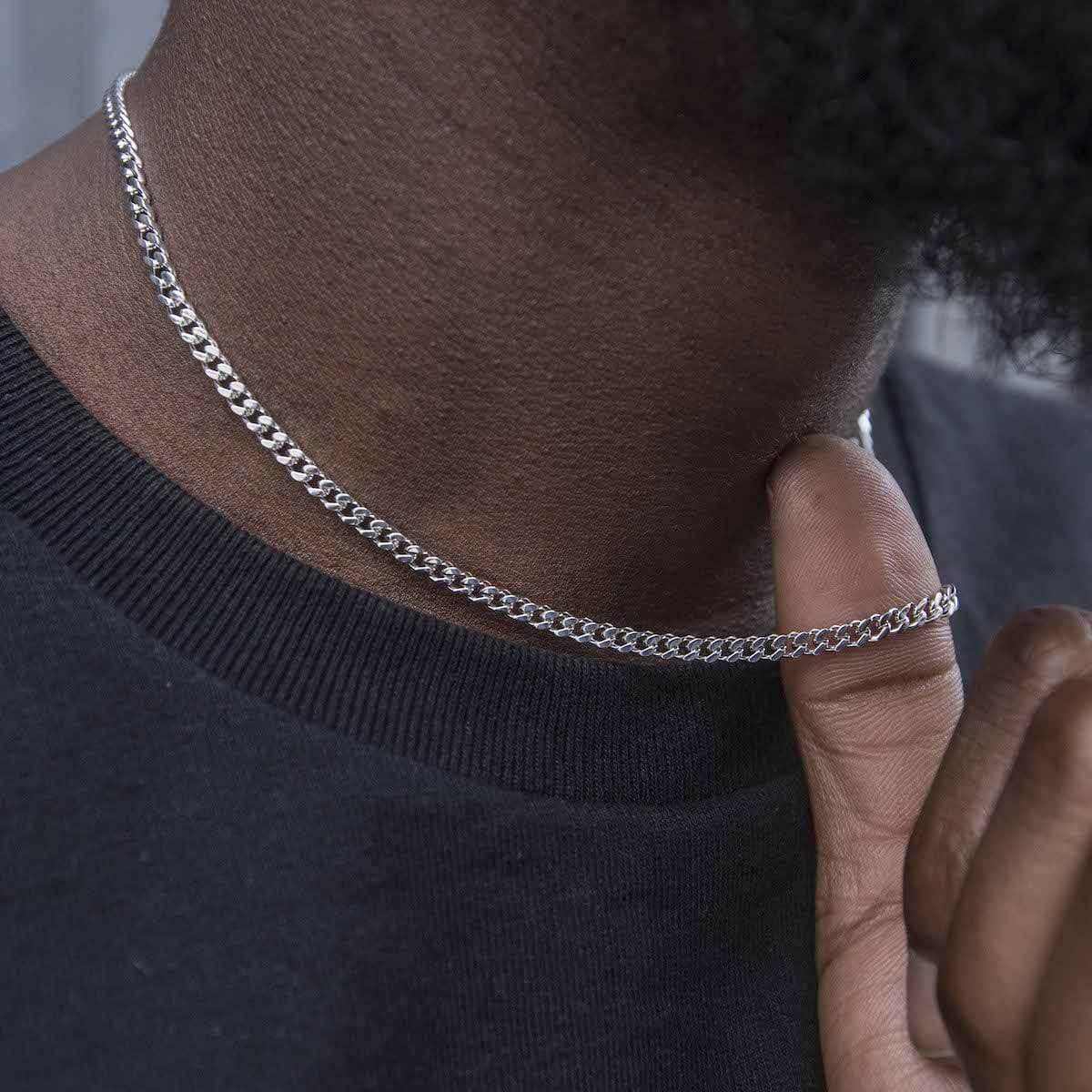 Micro Chaîne Cuban en Or blanc – 3 mm