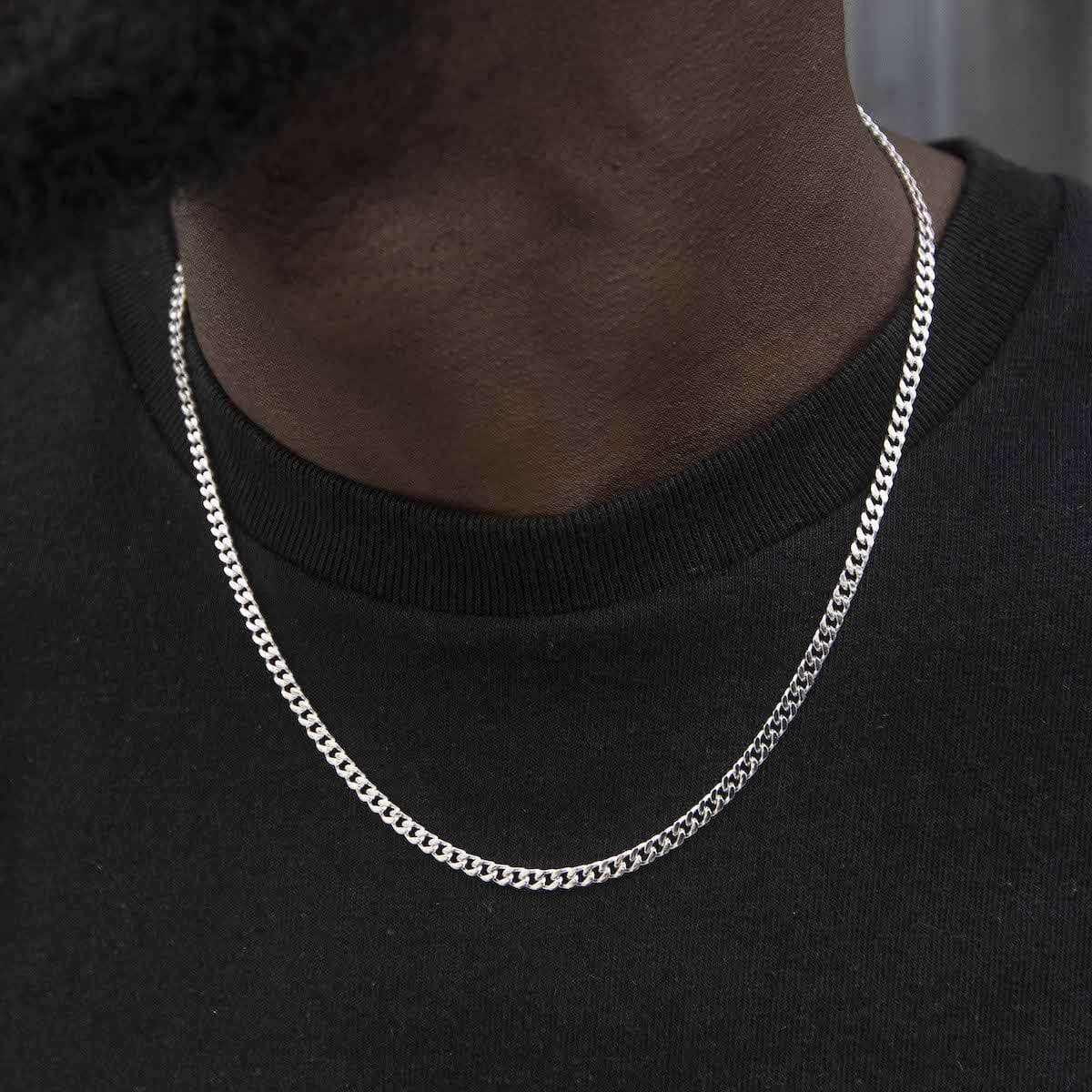 Micro Chaîne Cuban en Or blanc – 3 mm