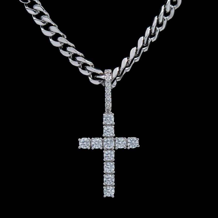 Pendentif 8Shine — Croix Micro à Diamants en Or Blanc