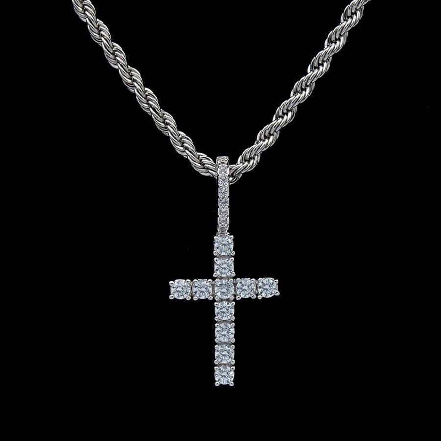Pendentif 8Shine — Croix Micro à Diamants en Or Blanc