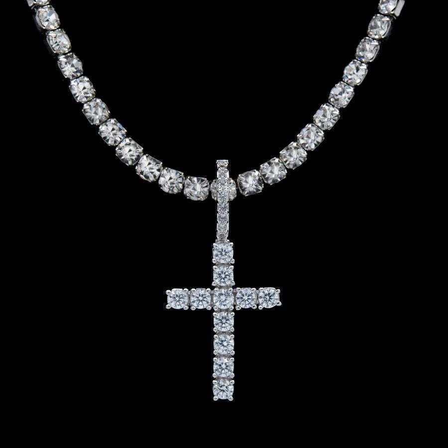 Pendentif 8Shine — Croix Micro à Diamants en Or Blanc