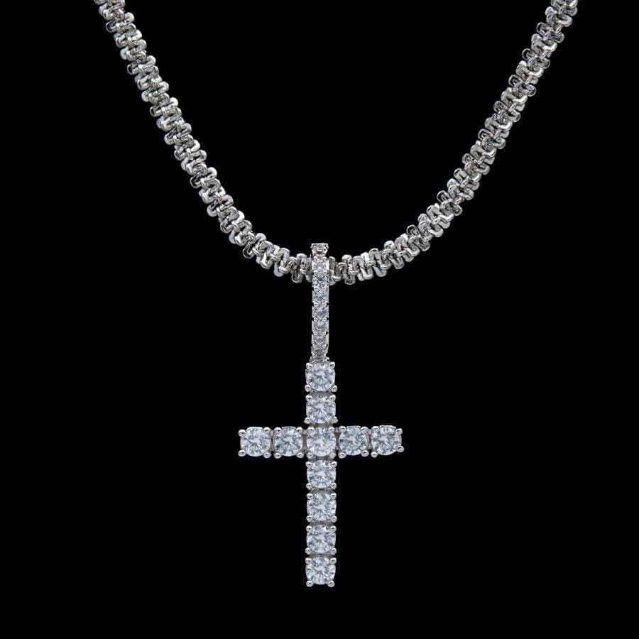 Pendentif 8Shine — Croix Micro à Diamants en Or Blanc