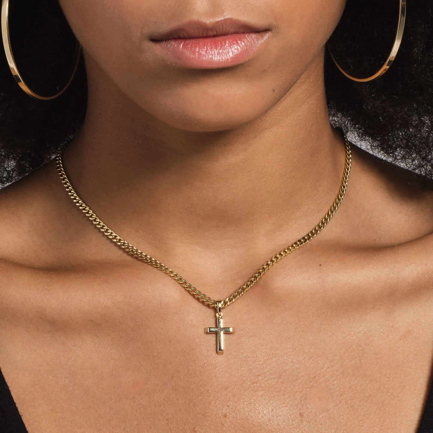 Pendentif 8Shine — Croix Micro Simple en Or Jaune