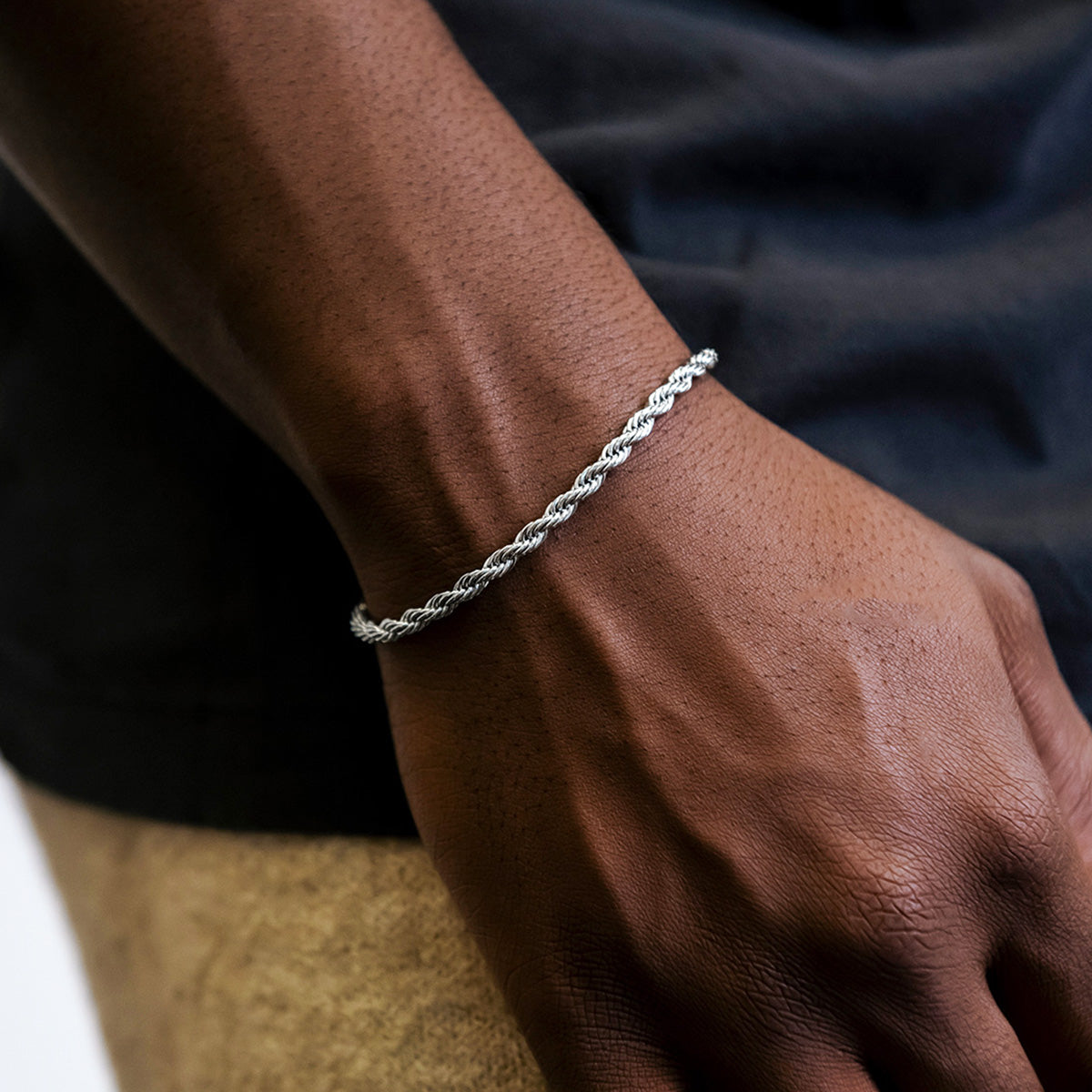 Bracelet Rope 8Shine Or Blanc - 4mm