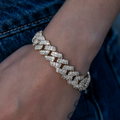 Bracelet 8Shine — Cuban Prong Baguette en Or Blanc 12mm