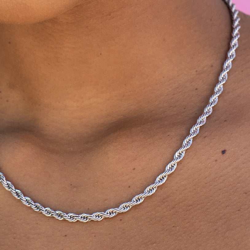 Collier 8Shine — Chaîne Rope en Or Blanc 4mm