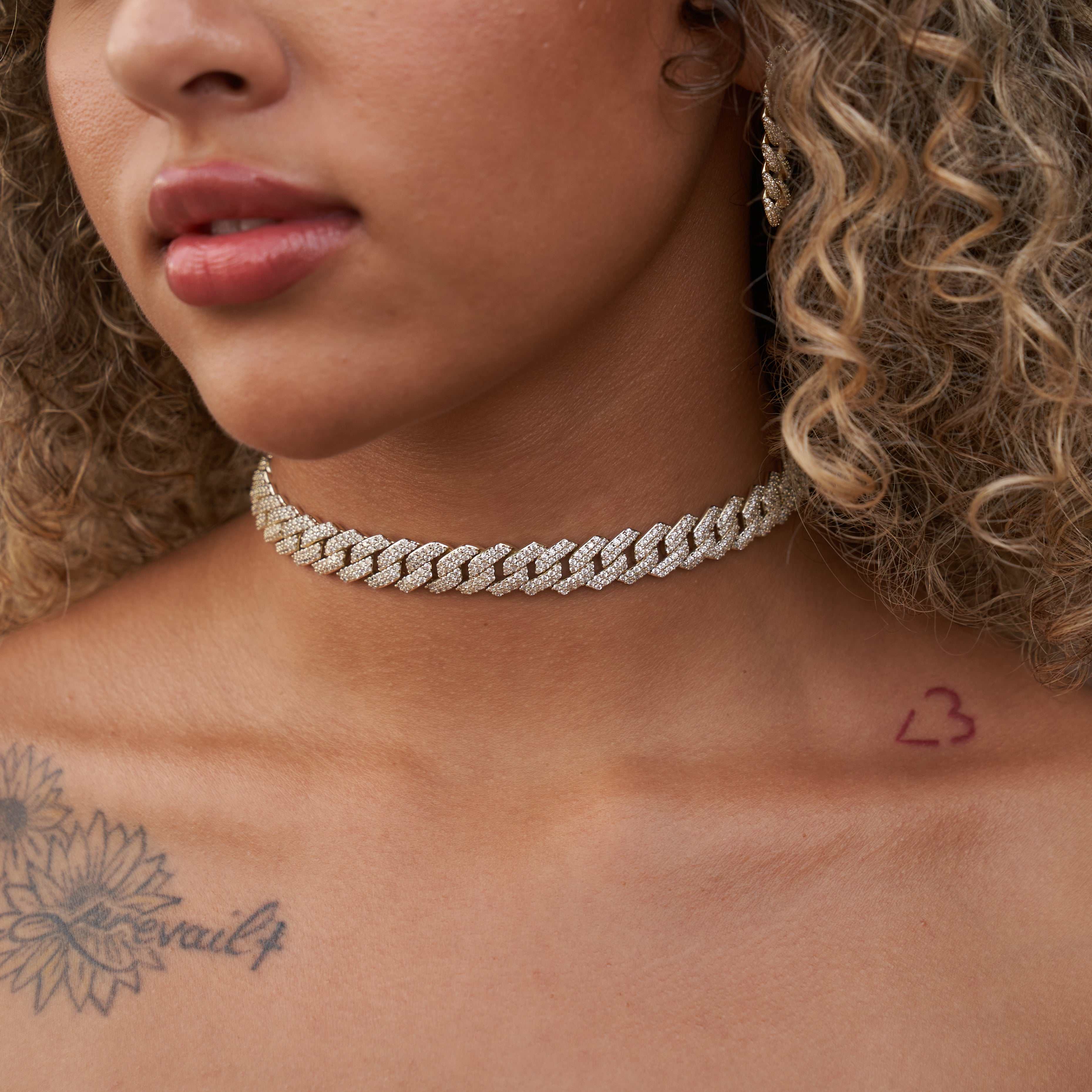 Collier 8Shine — Chaîne Prong Link à Diamants en Or Jaune 12mm