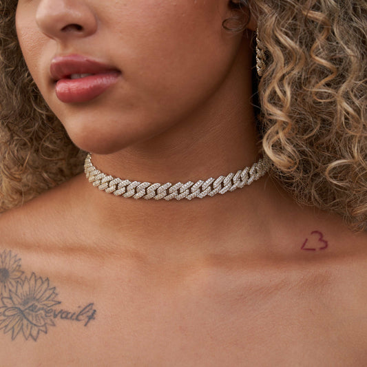Collier 8Shine — Chaîne Prong Link à Diamants en Or Jaune 12mm