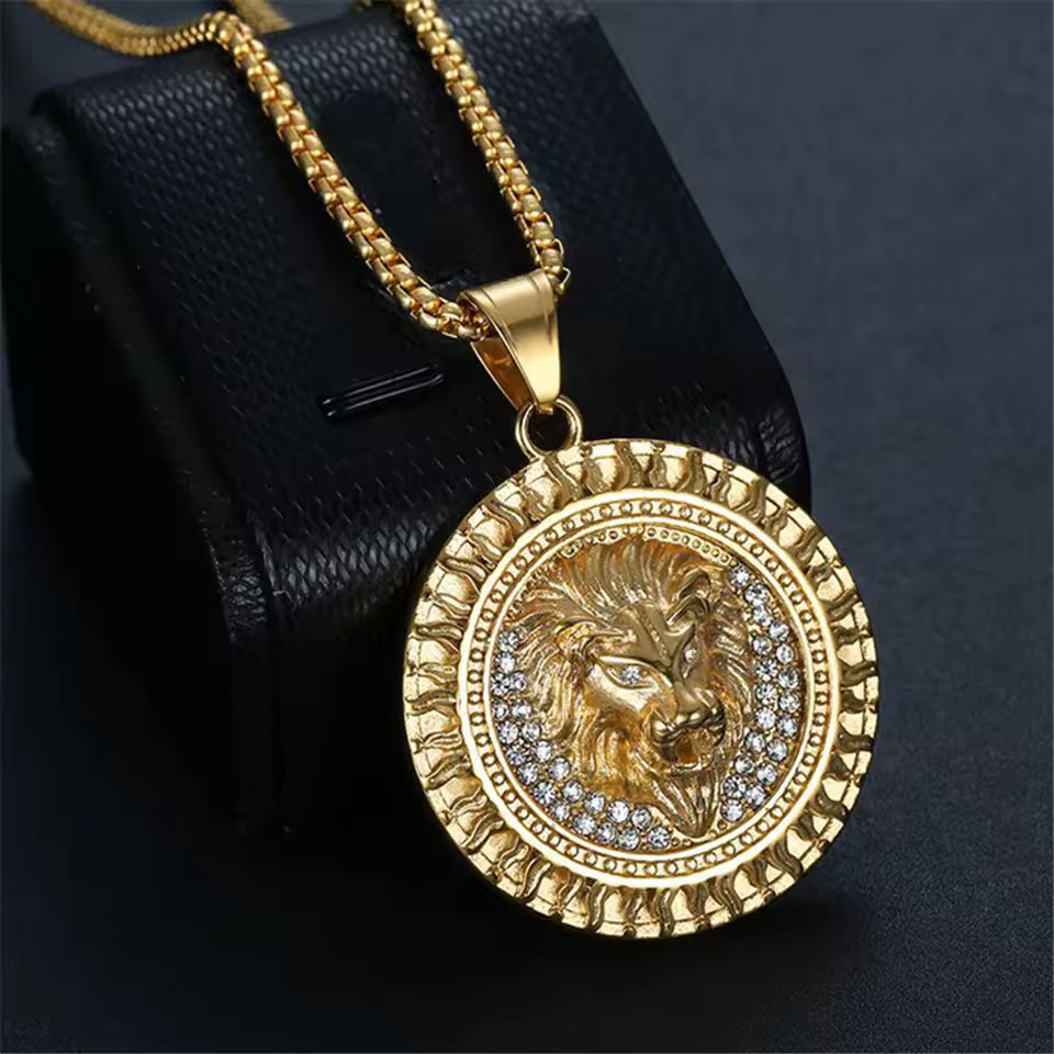 Pendentif 8Shine - Tête de Lion Plaqué Or