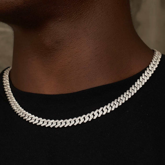 Chaine 8Shine Diamond Prong Cuban Or blanc - 8,5 mm