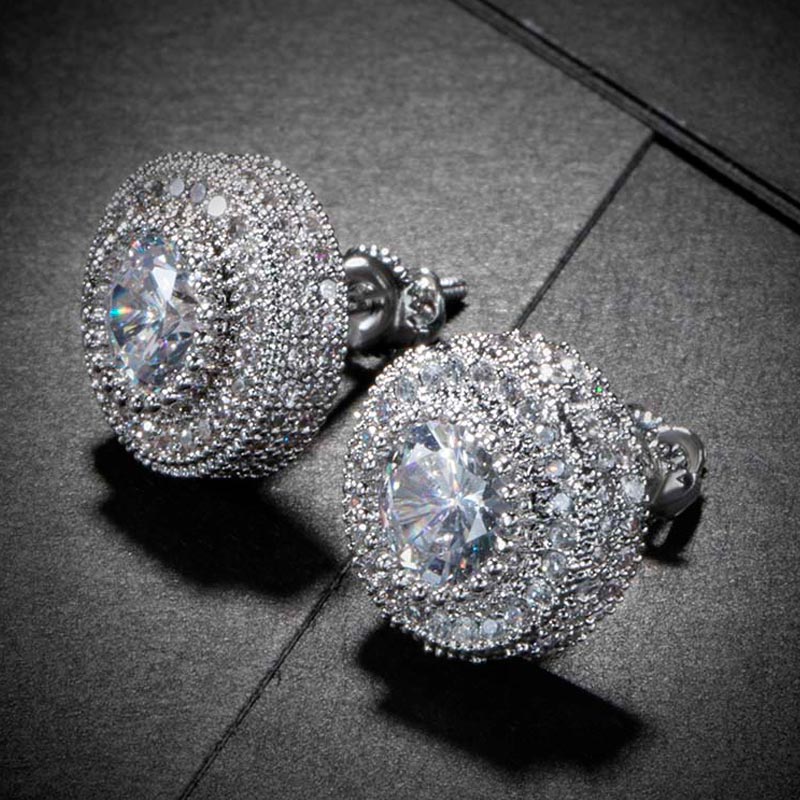 Boucles d’oreilles 8Shine — Halo Glacé à Trois Rangées