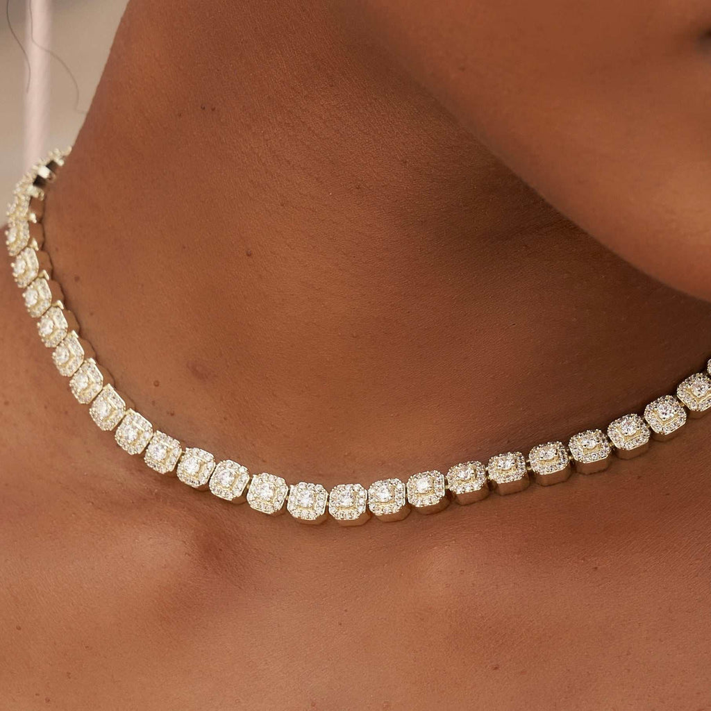 Collier 8Shine — Chaîne Micro Cluster Tennis en Or