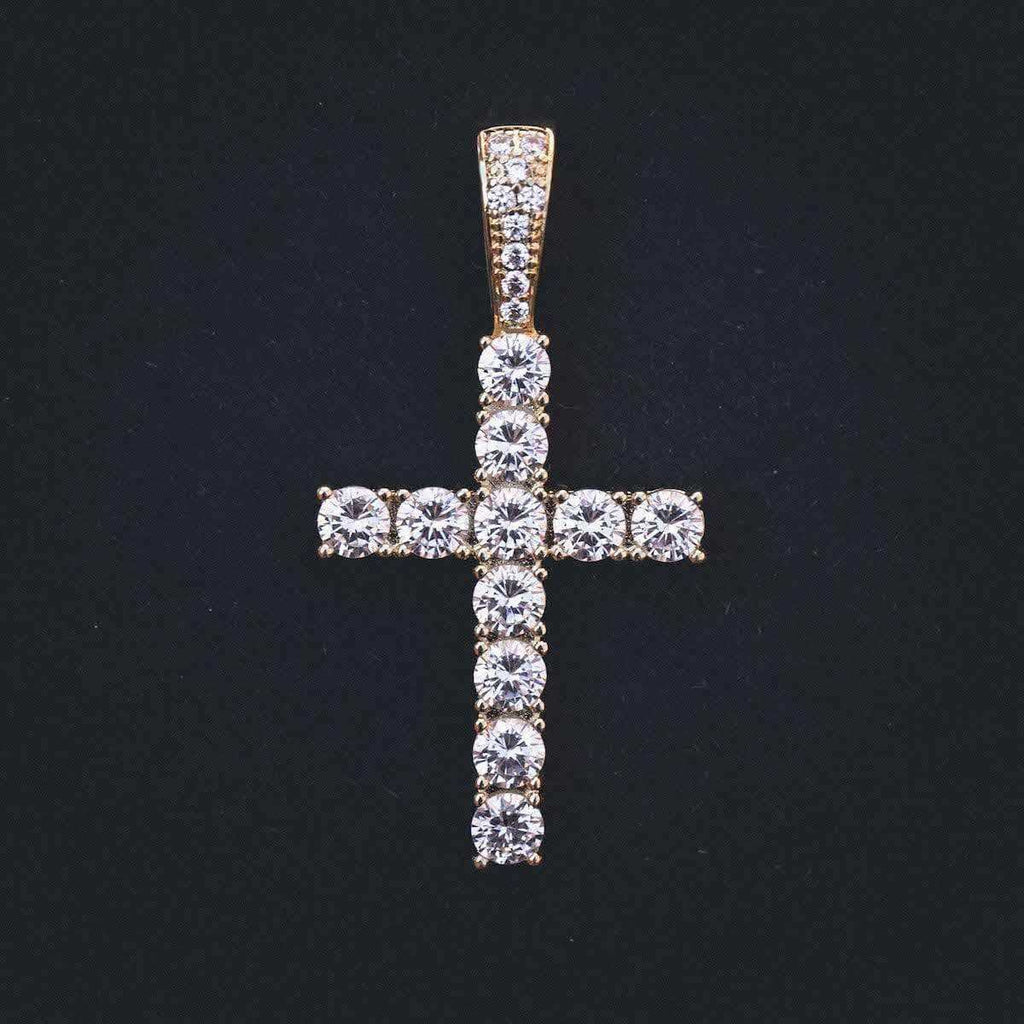 Pendentif Croix Diamantée en Or Jaune 8Shine