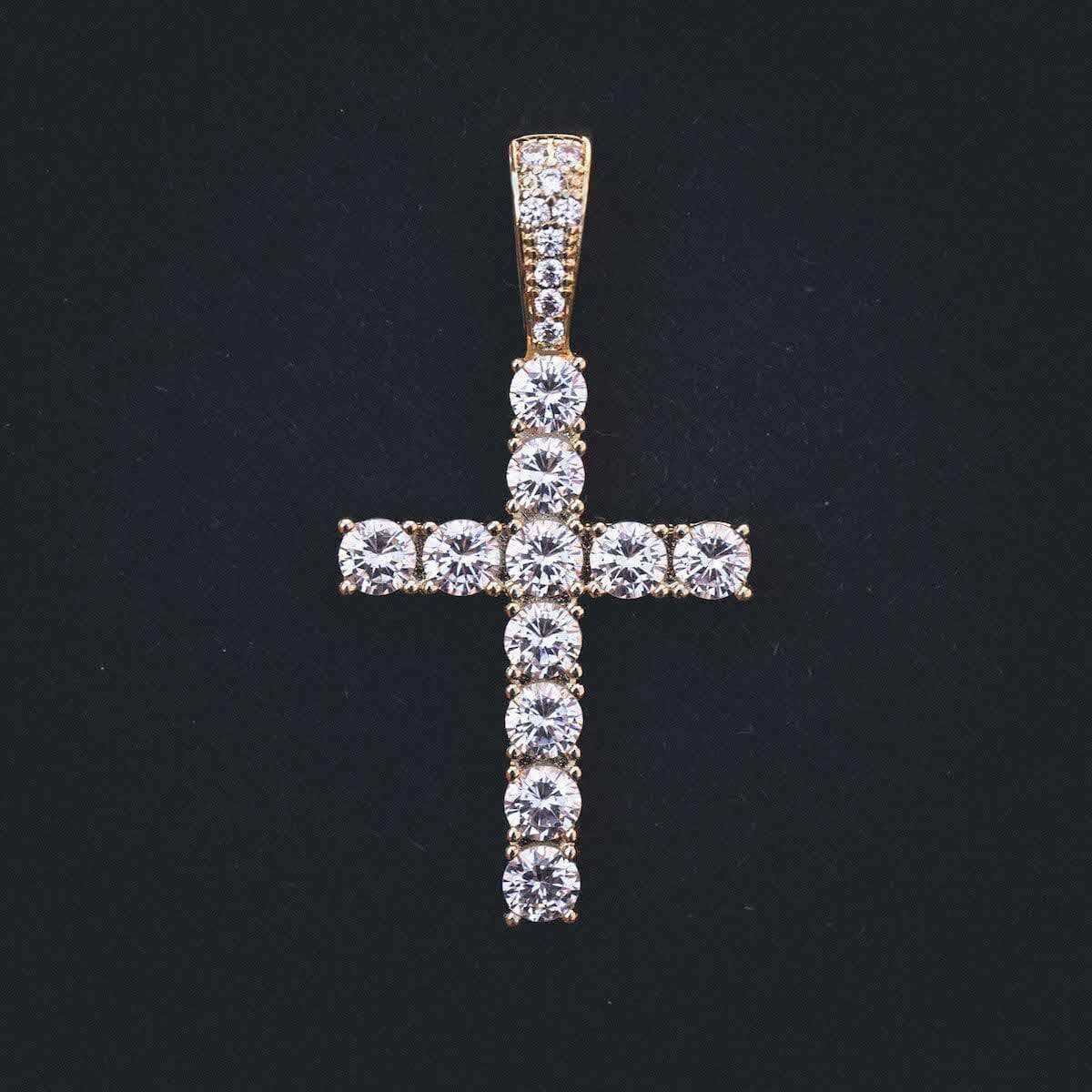 Pendentif Croix Diamantée en Or Jaune 8Shine