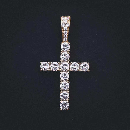 Pendentif Croix Diamantée en Or Jaune 8Shine