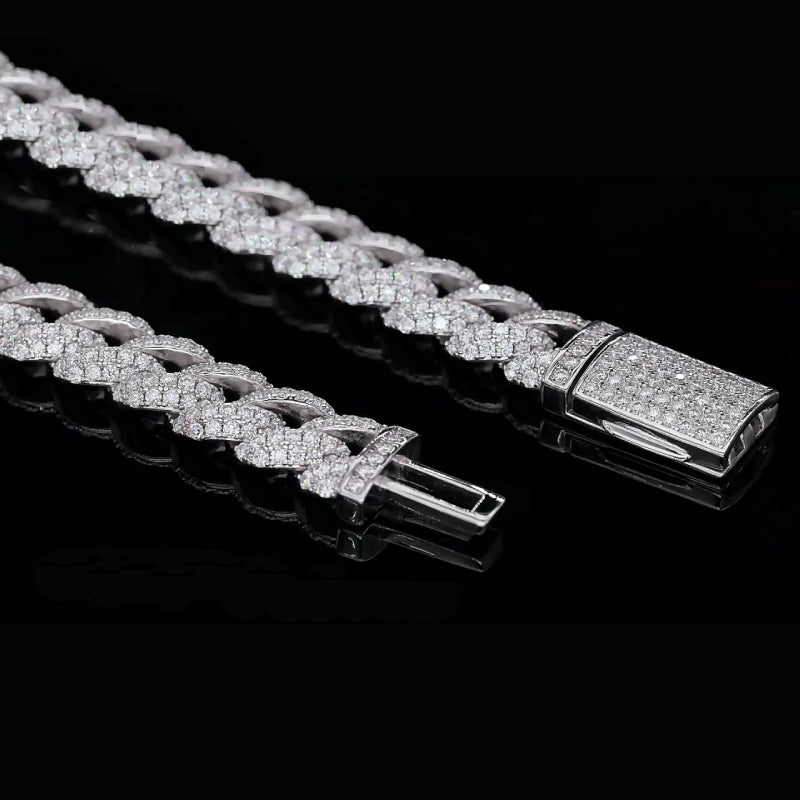 Bracelet Diamond Cuban Link 8Shine Or Blanc - 12mm