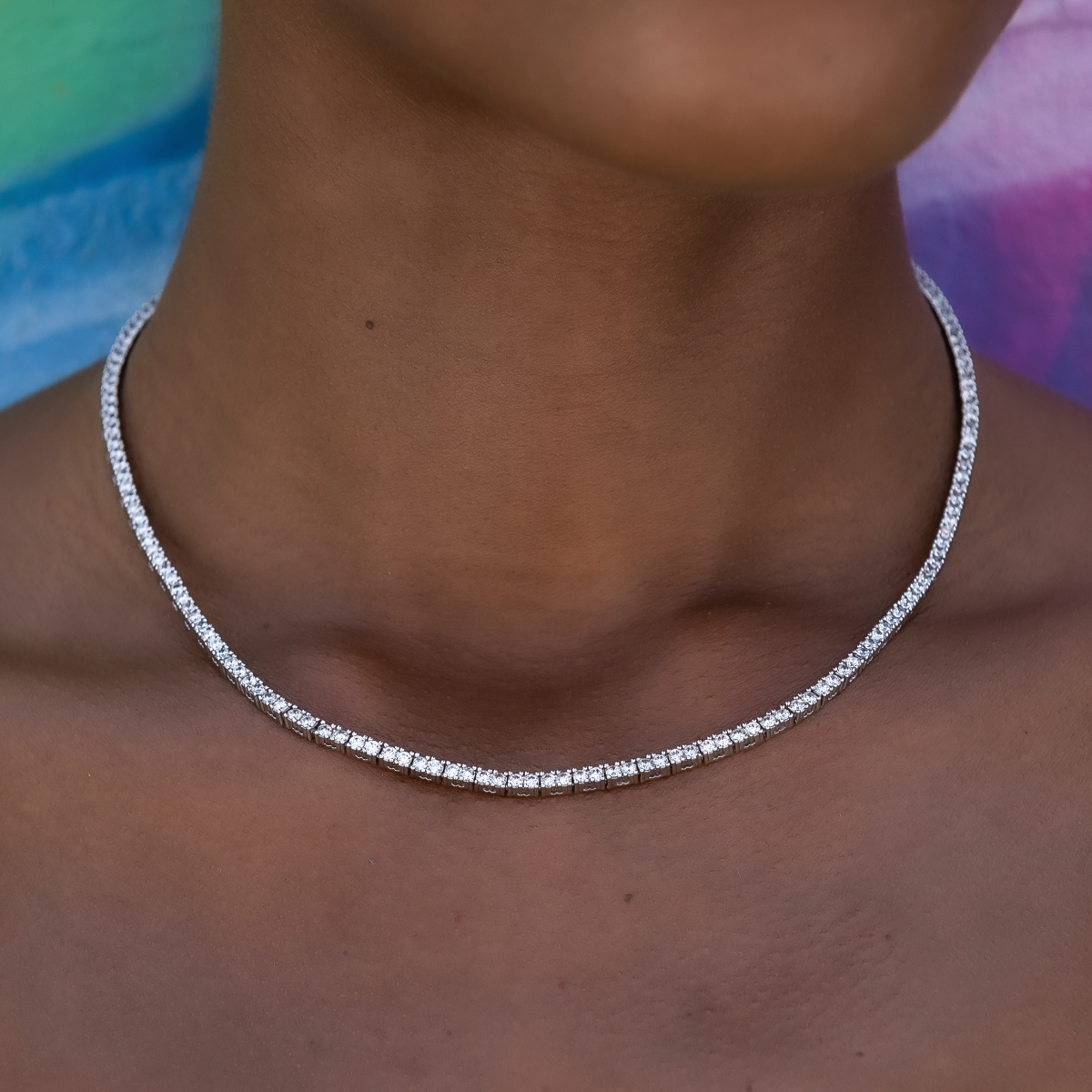 Collier 8Shine — Chaîne Tennis à Diamants en Or Blanc 2mm