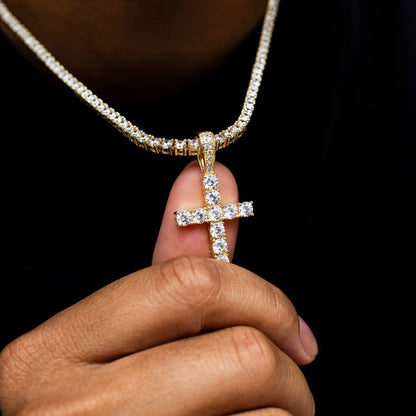 Pendentif Croix Diamantée en Or Jaune 8Shine