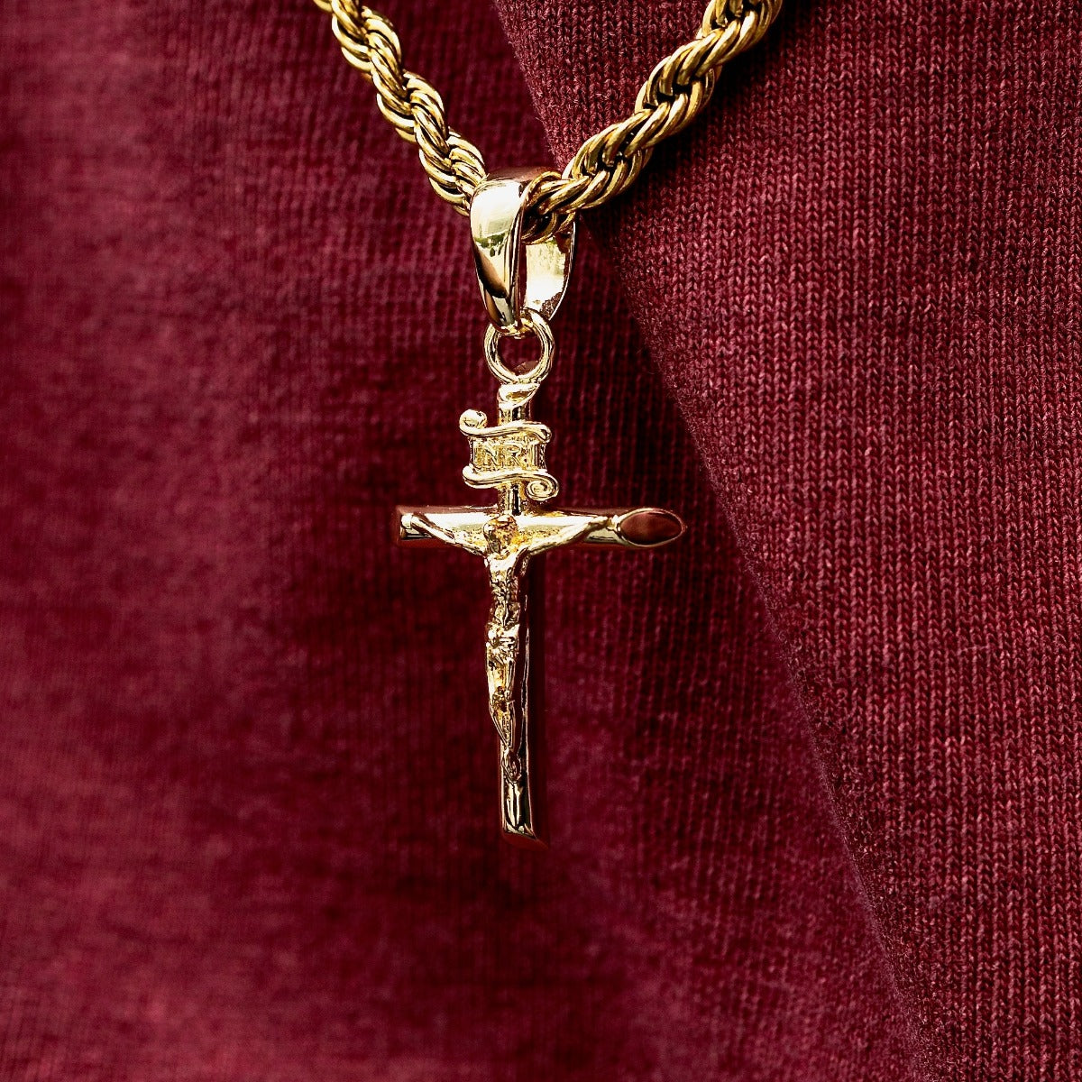 Pendentif Crucifix en Or Jaune 8Shine