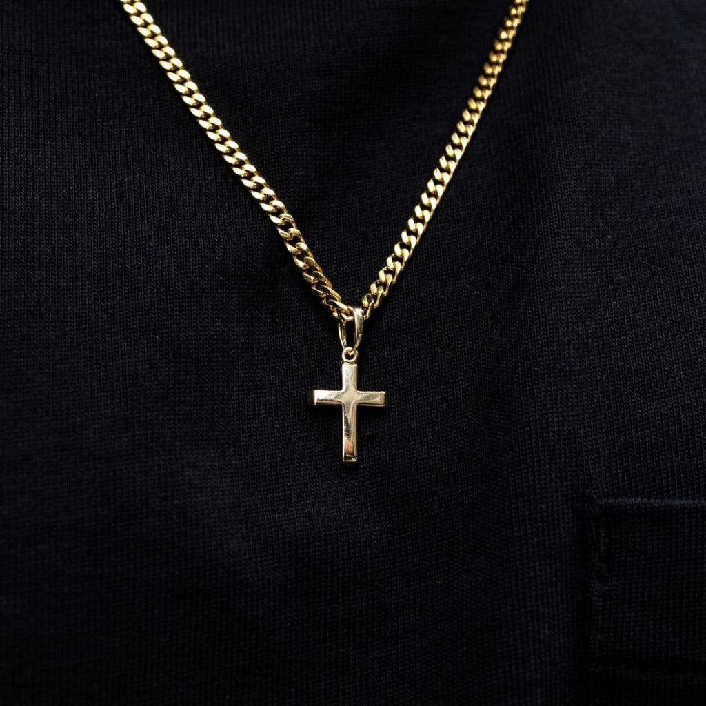 Pendentif Croix Simple Micro en Or Jaune 8Shine