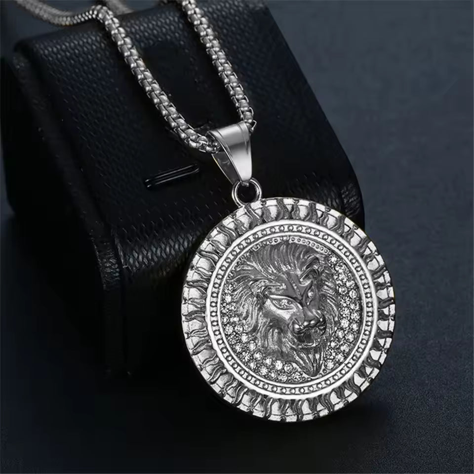 Pendentif 8Shine - Tête de Lion Plaqué en Argent