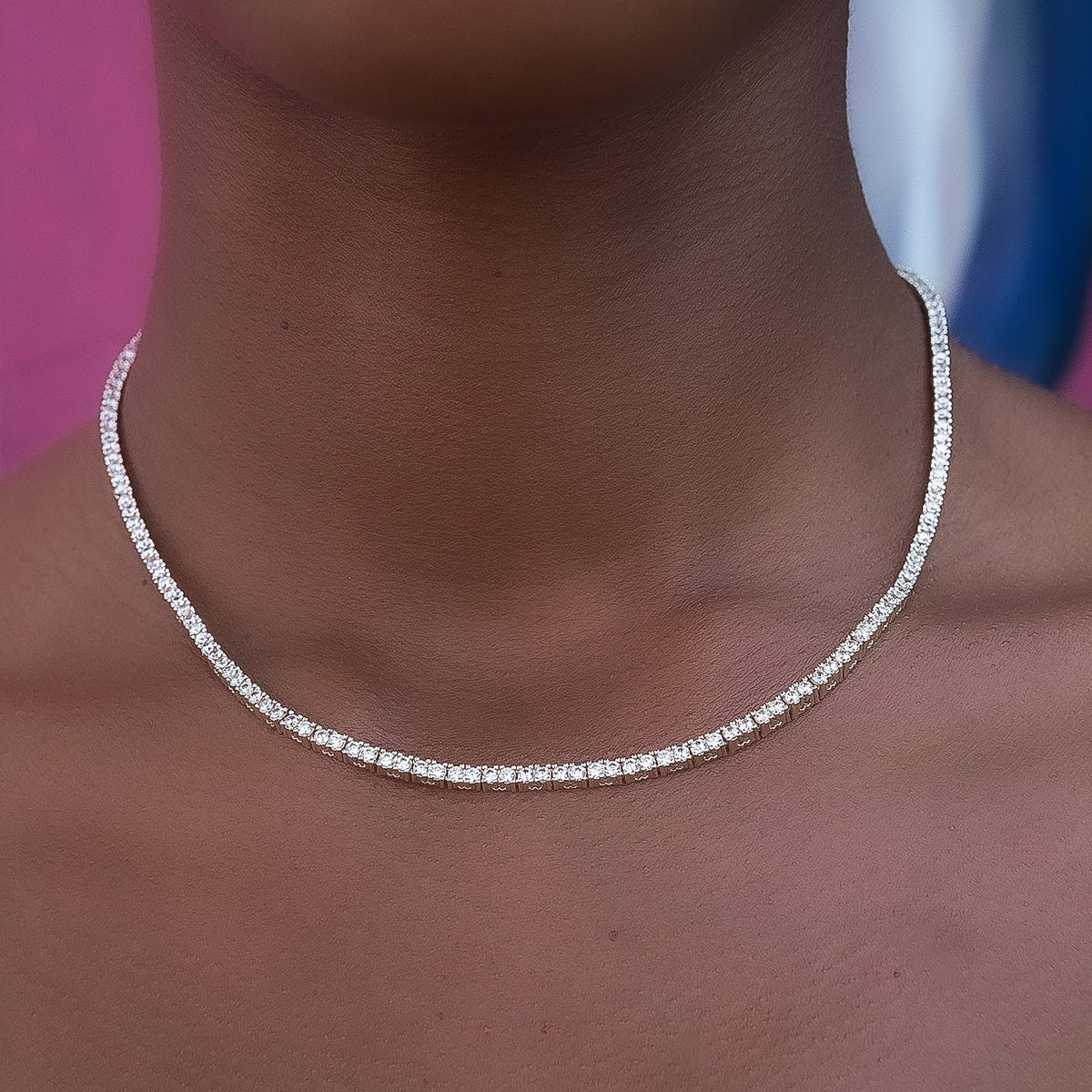 Collier 8Shine — Chaîne Tennis à Diamants en Or Jaune 2mm