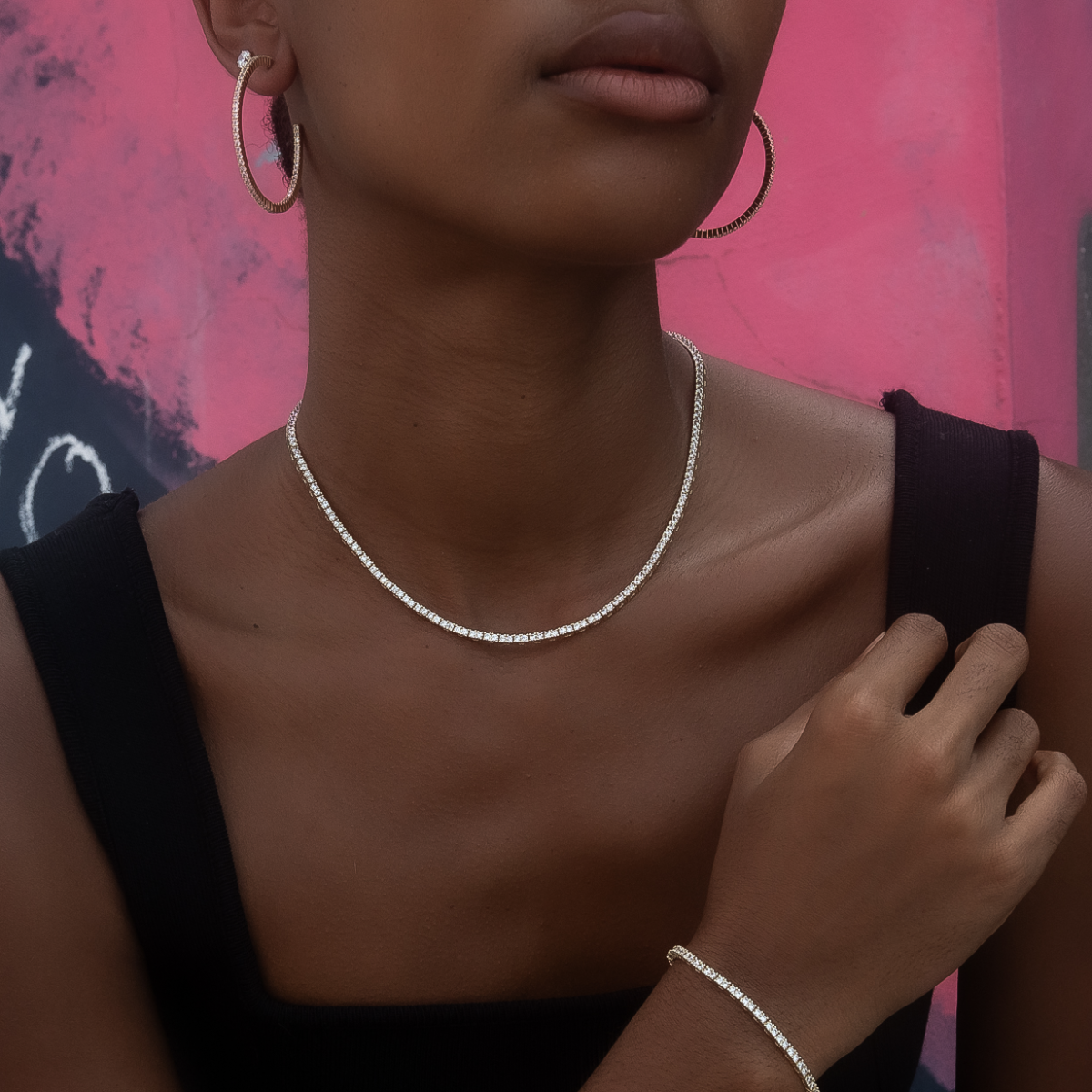 Collier 8Shine — Chaîne Tennis à Diamants en Or Jaune 2mm