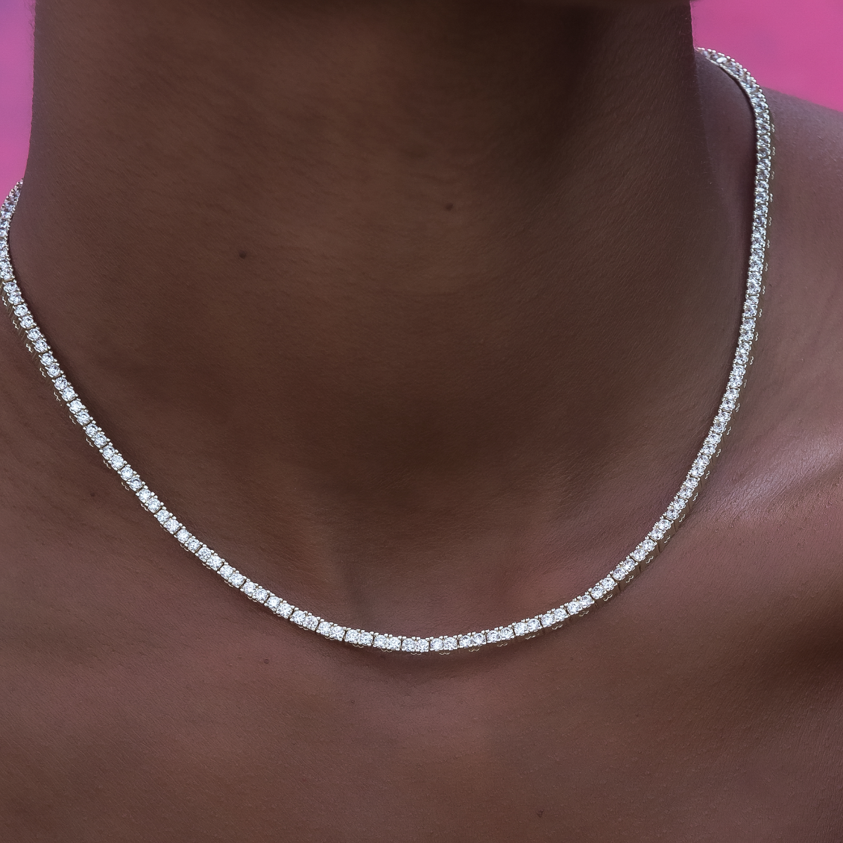 Collier 8Shine — Chaîne Tennis à Diamants en Or Jaune 2mm