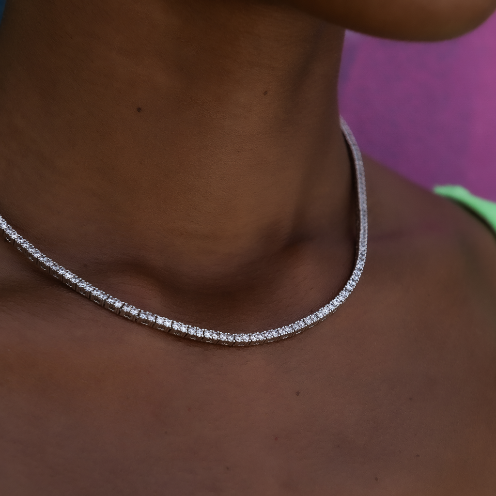 Collier 8Shine — Chaîne Tennis à Diamants en Or Blanc 2mm
