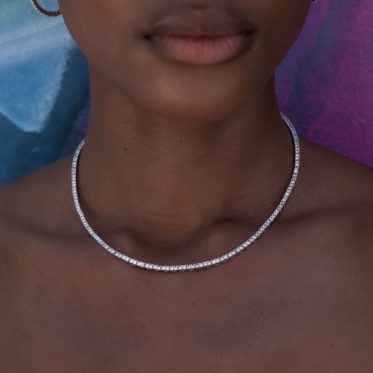 Collier 8Shine — Chaîne Tennis à Diamants en Or Blanc 2mm