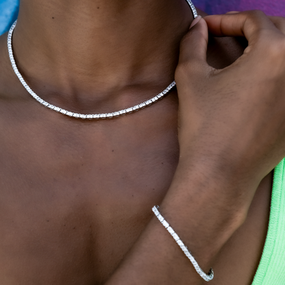 Collier 8Shine — Chaîne Tennis à Diamants en Or Blanc 2mm