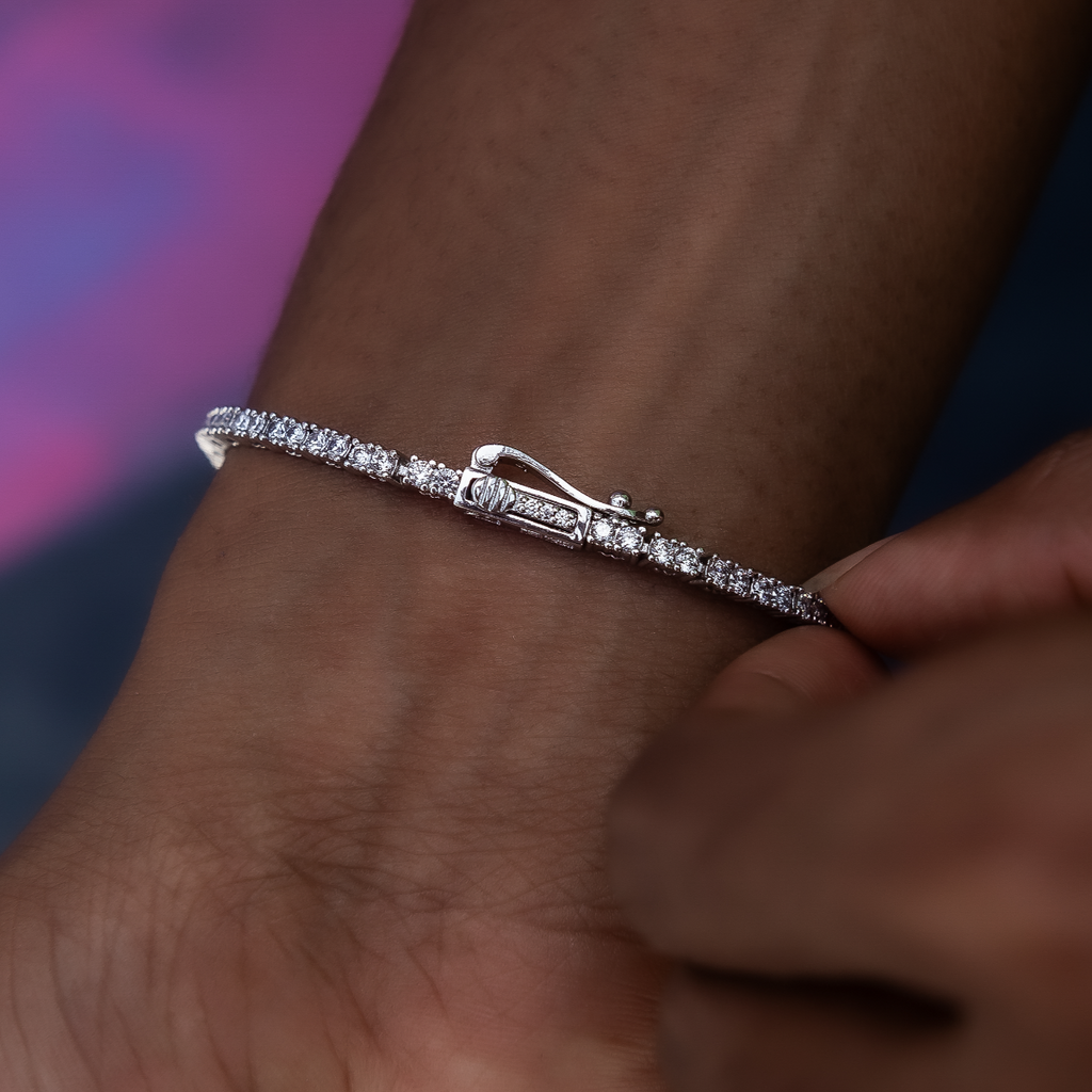 Bracelet 8Shine — Tennis à Diamants en Or Blanc 2mm