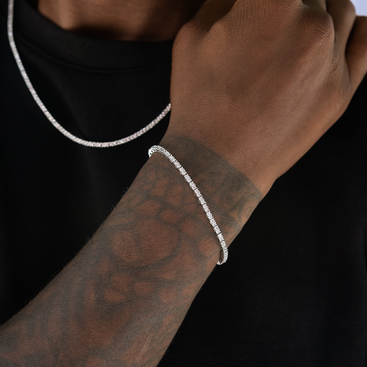 Bracelet Tennis Diamant 8Shine Or Blanc - 2mm