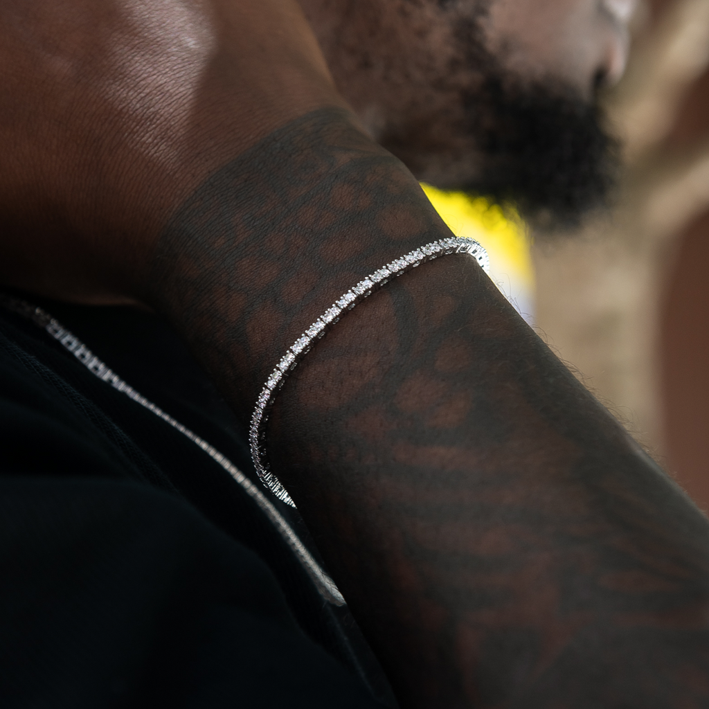 Bracelet Tennis Diamant 8Shine Or Blanc - 2mm