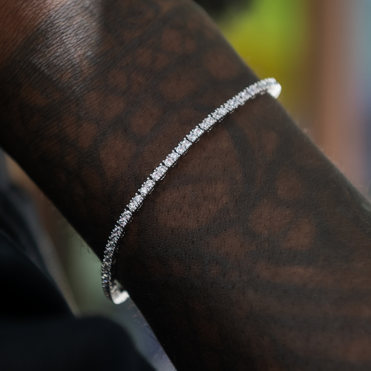 Bracelet Tennis Diamant 8Shine Or Blanc - 2mm