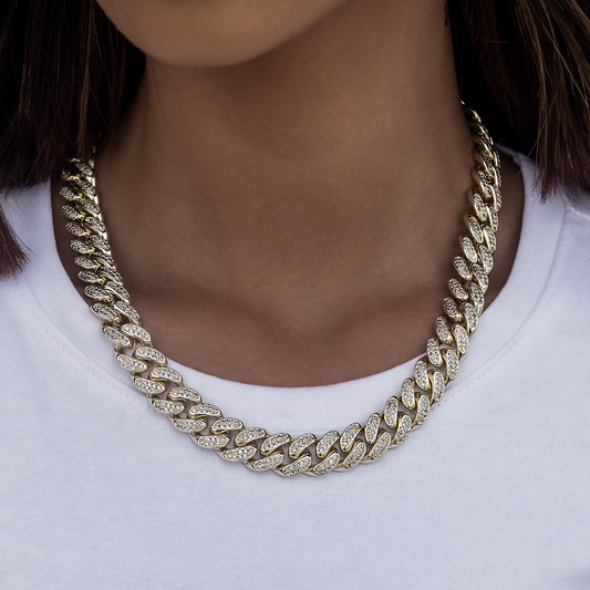 Collier 8Shine — Chaîne Cuban à Diamants en Or Jaune 12mm