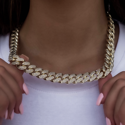 Collier 8Shine — Chaîne Cuban à Diamants en Or Jaune 12mm