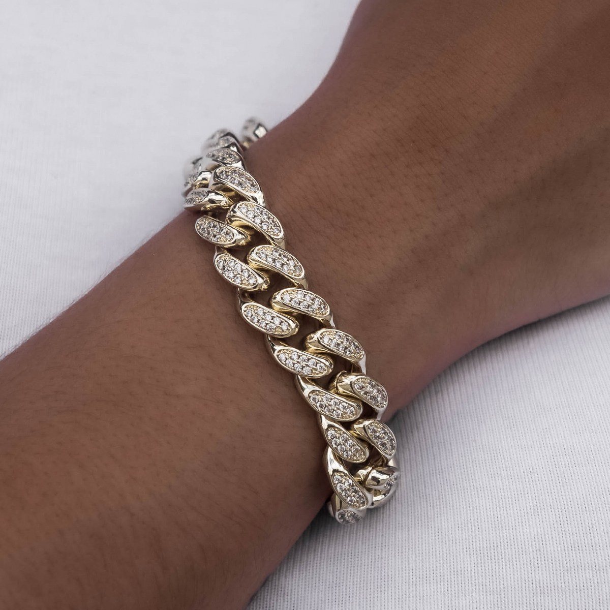 Bracelet 8Shine — Cuban à Diamants en Or Jaune 12mm