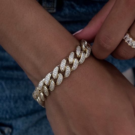 Bracelet 8Shine — Cuban à Diamants en Or Jaune 12mm