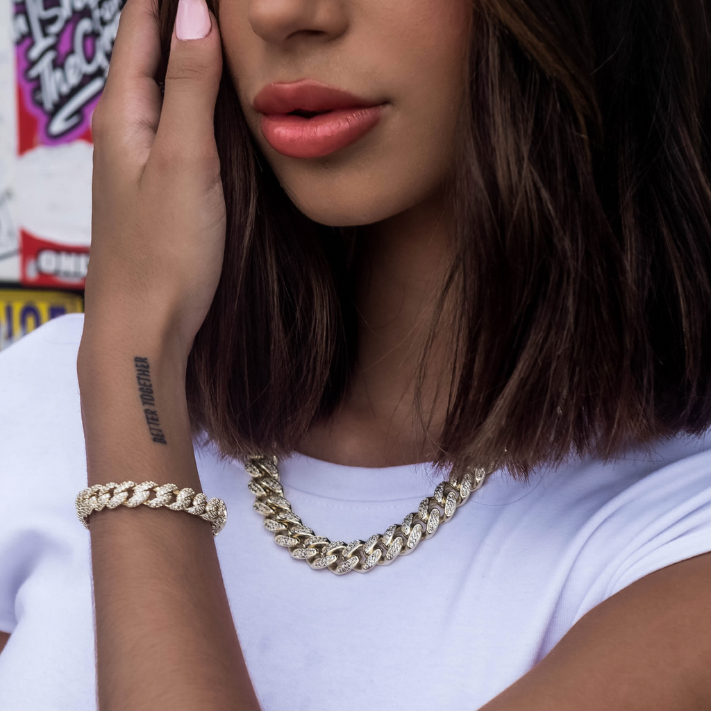 Collier 8Shine — Chaîne Cuban à Diamants en Or 12mm